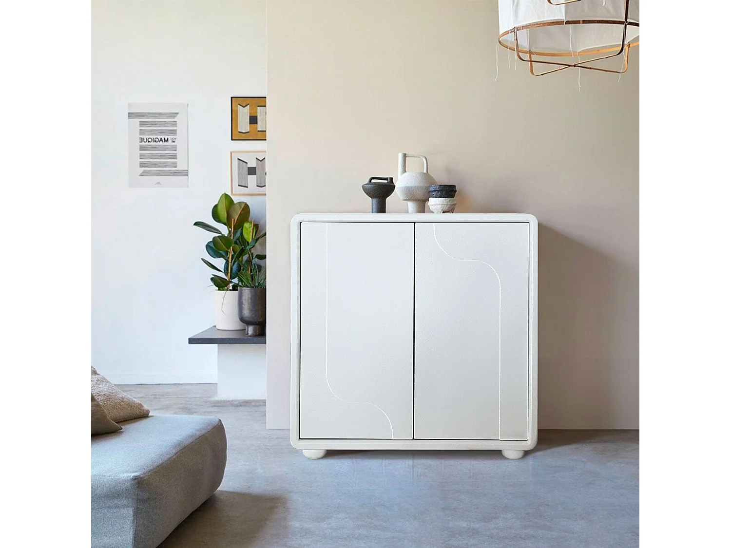 Buffet armoire de rangement design Valone L80cm Blanc
