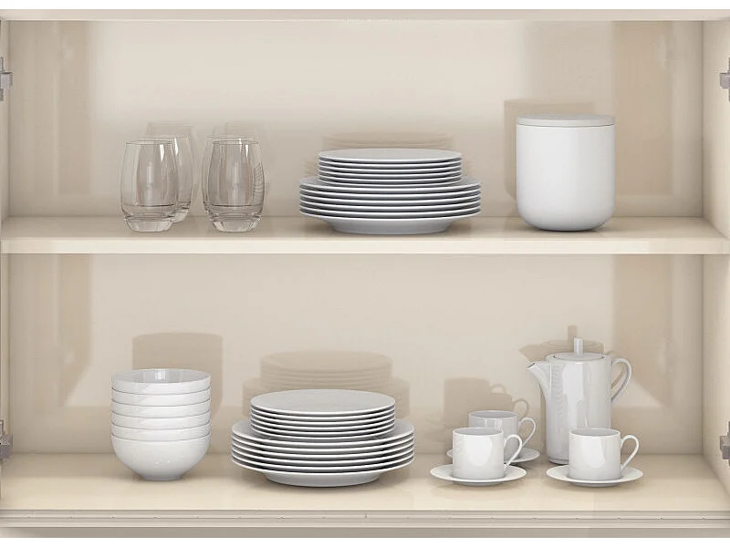 Buffet 4 Portes Miel et Blanc Ecru 4 NIches L 180 H 80.5 P 35.7 cm