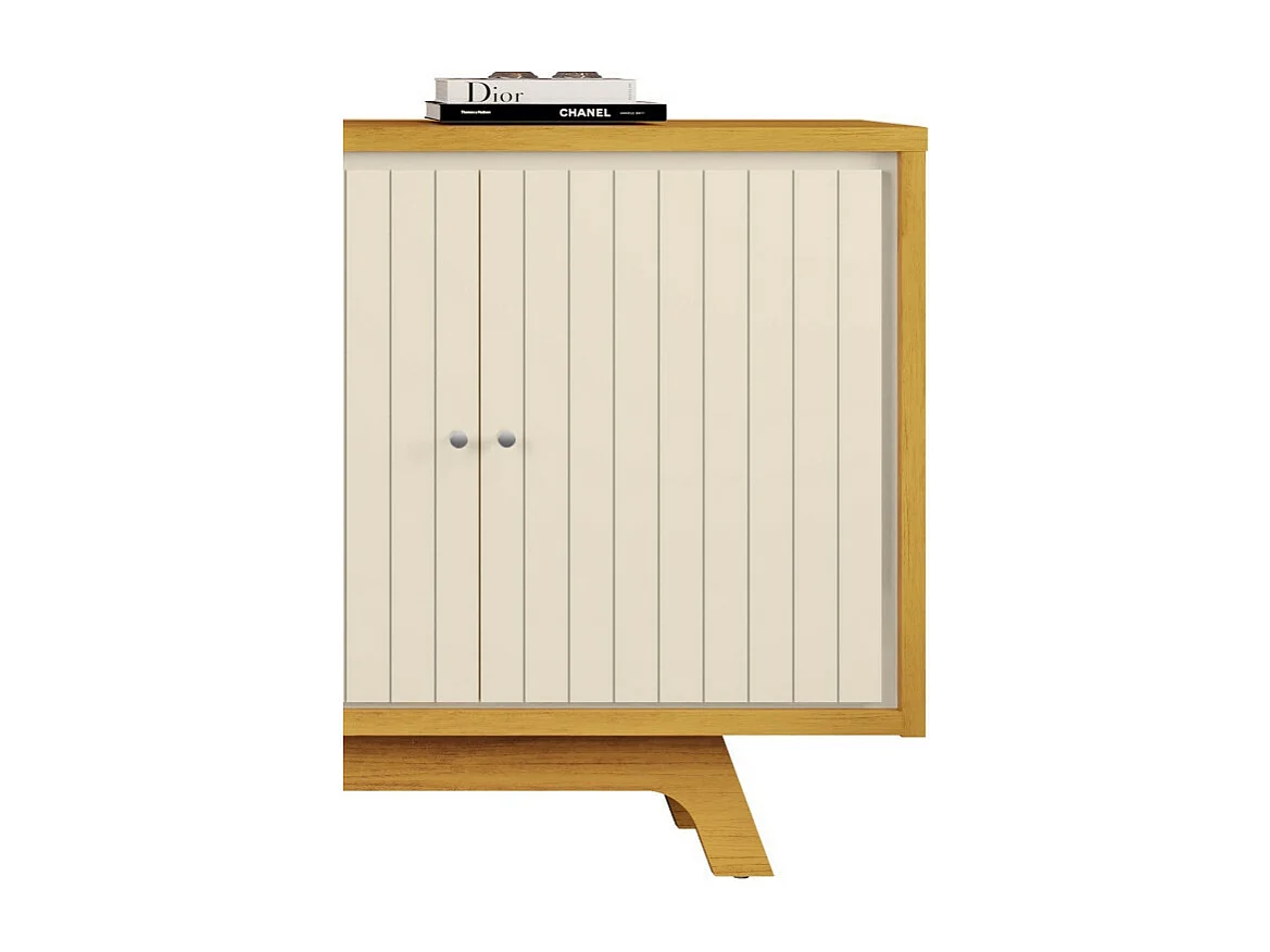 Buffet 4 Portes Miel et Blanc Ecru 4 NIches L 180 H 80.5 P 35.7 cm