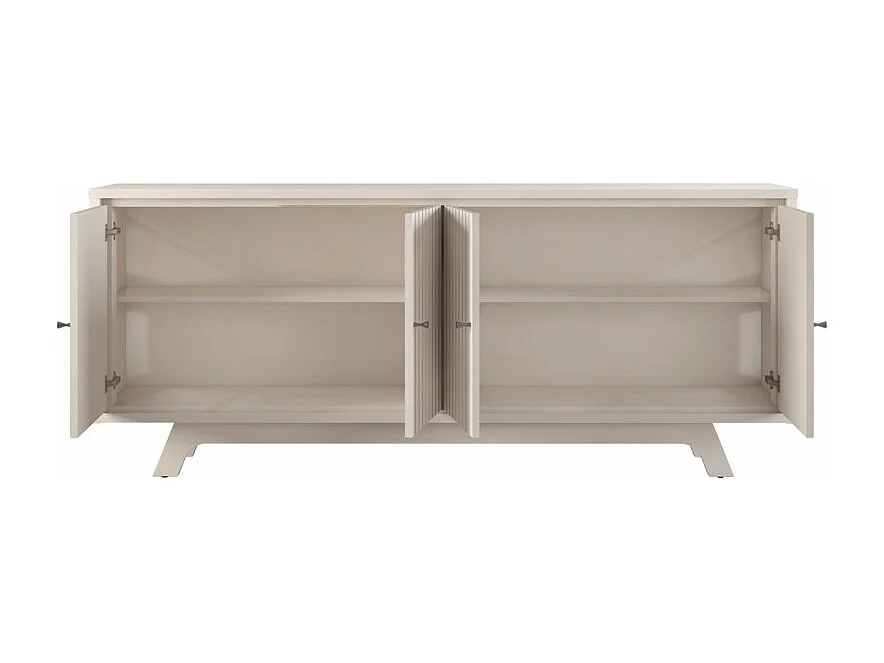 Buffet 4 Portes 4 Niches 2 Etagères Blanc Ecru L 180 H 80.5 P 35.7 cm