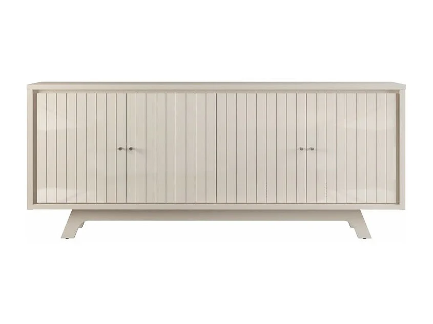 Buffet 4 Portes 4 Niches 2 Etagères Blanc Ecru L 180 H 80.5 P 35.7 cm