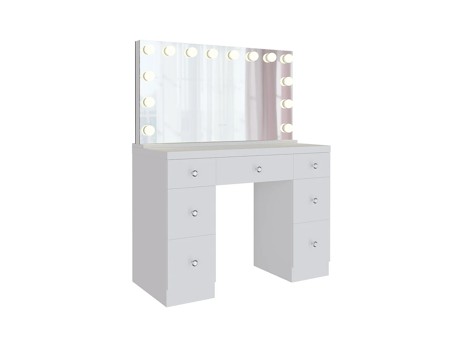 Coiffeuse - carré - Bois - 110 x 49 cm - Blanc - Lerona