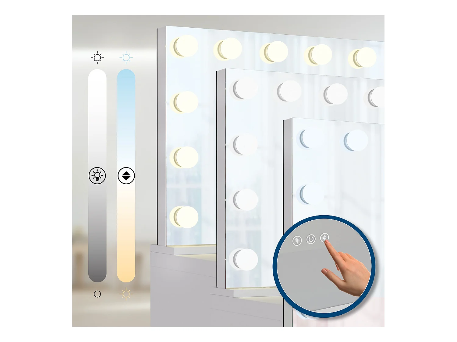 Coiffeuse - carré - Bois - 110 x 49 cm - Blanc - Lerona