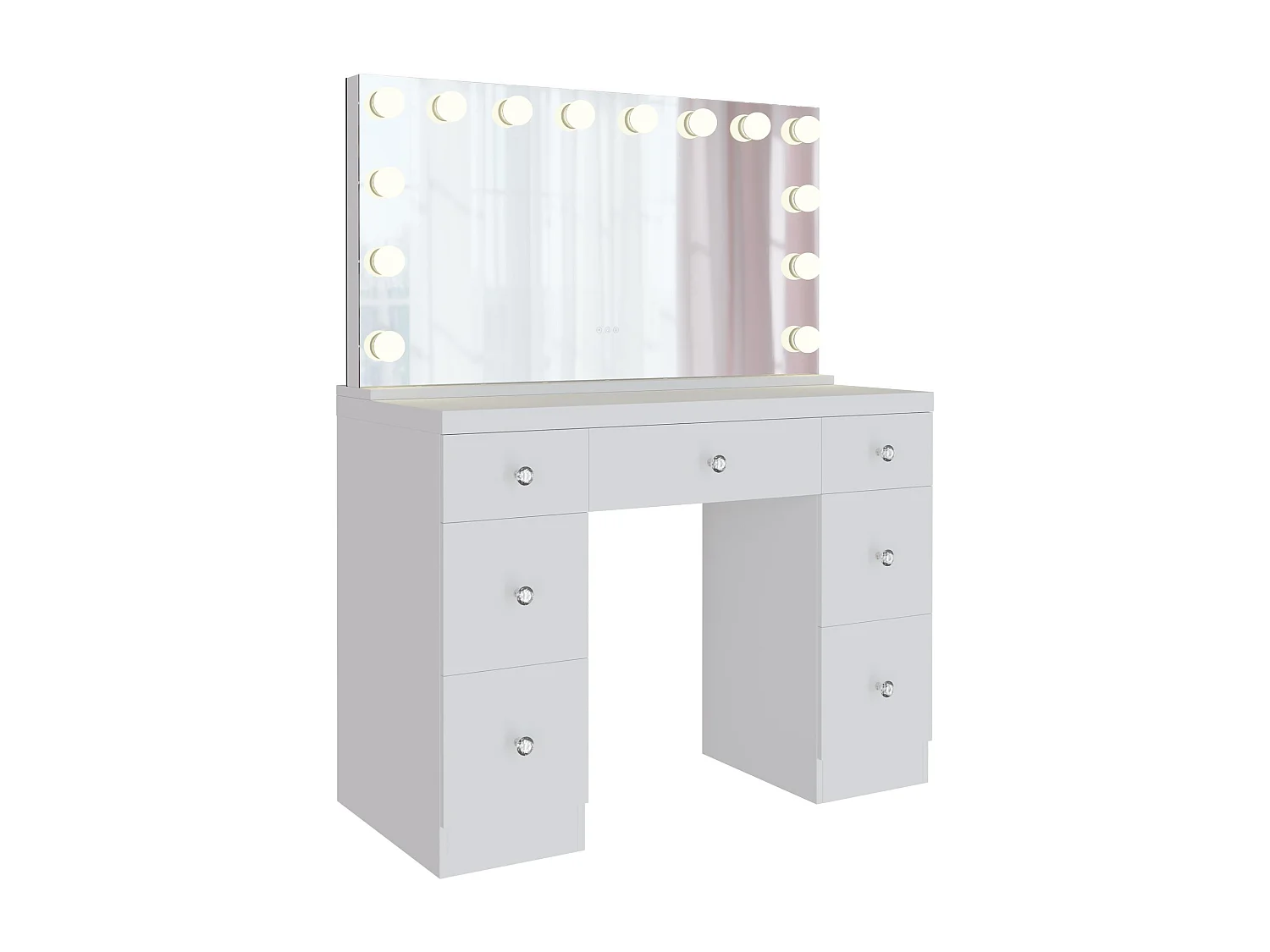 Coiffeuse - carré - Bois - 110 x 49 cm - Blanc - Lerona