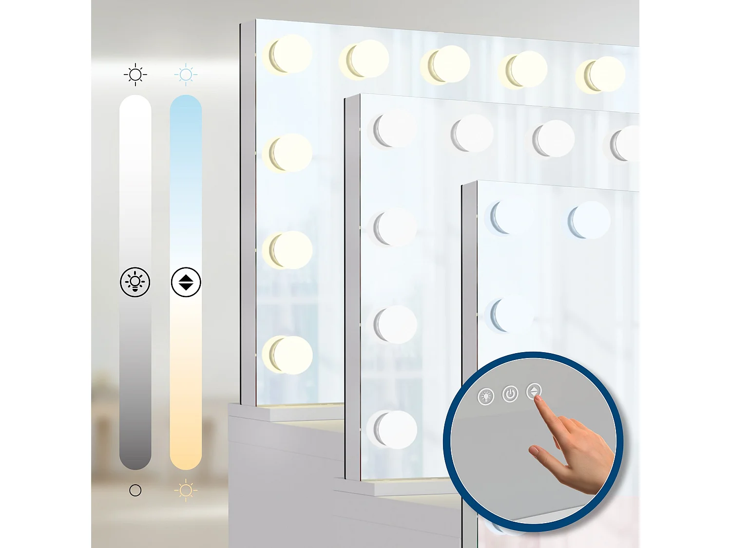 Coiffeuse - carré - Bois - 110 x 49 cm - Blanc - Lerona