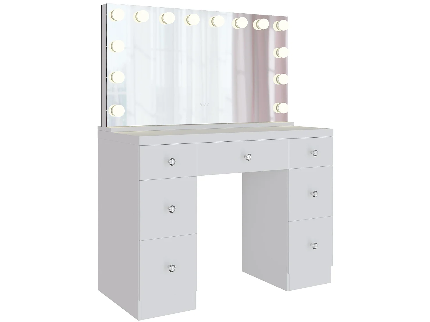 Coiffeuse - carré - Bois - 110 x 49 cm - Blanc - Lerona