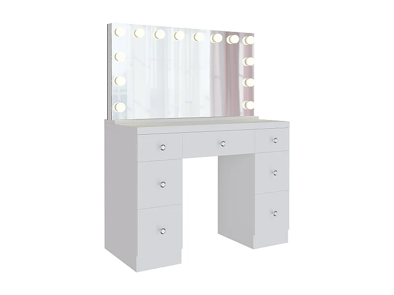 Coiffeuse - carré - Bois - 110 x 49 cm - Blanc - Lerona