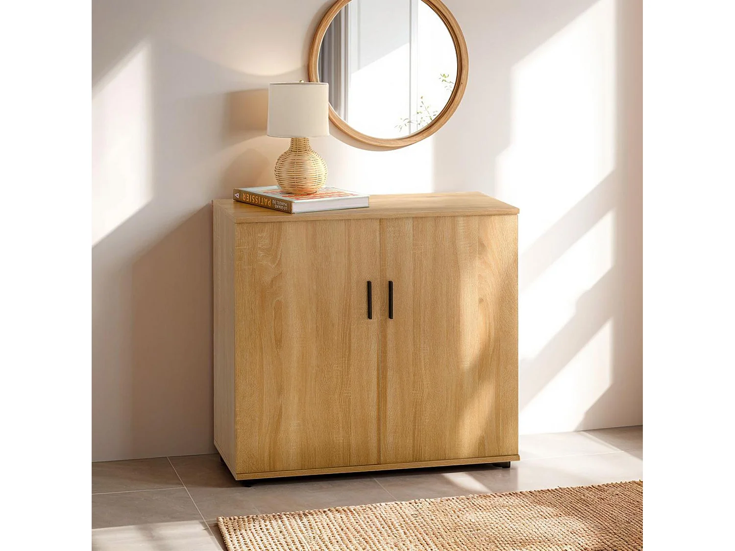 Meuble à chaussures AXEL avec 5 niveaux MDF, 55 x 110 x 35 cm, capacité de 20 à 25 paires, étagère à chaussures coloris chêne sonoma