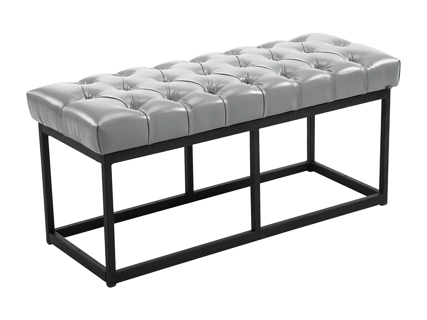 Banquette - Similicuir & Métal noir mat - Gris - Amun