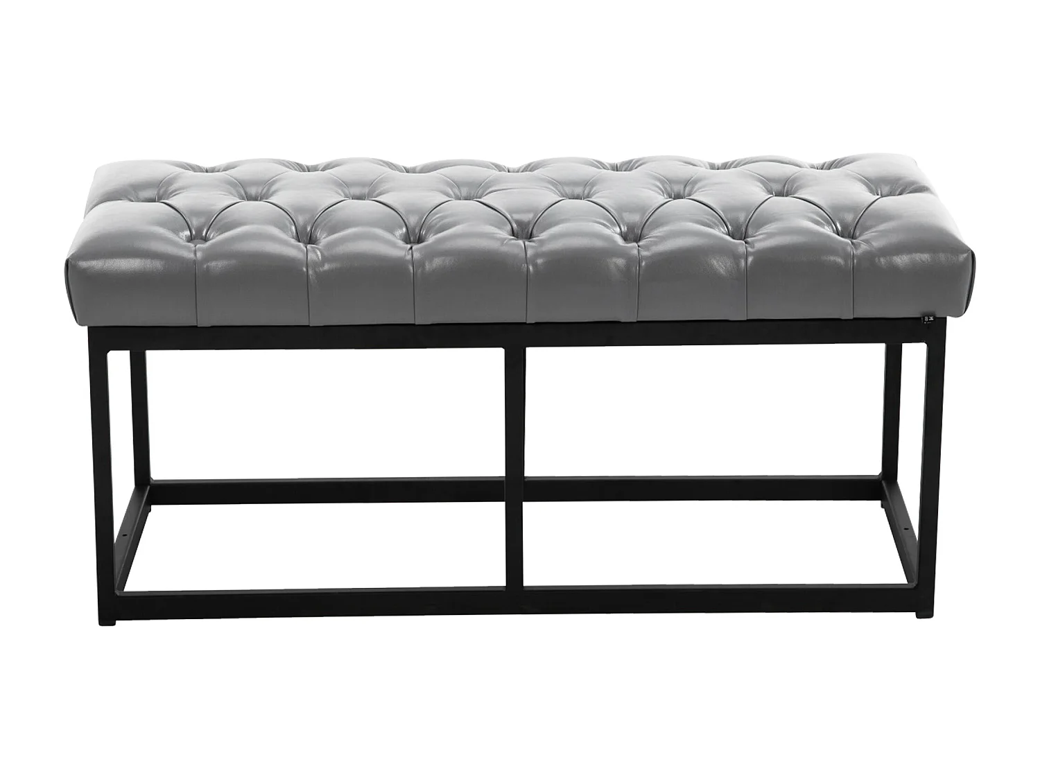 Banquette - Similicuir & Métal noir mat - Gris - Amun