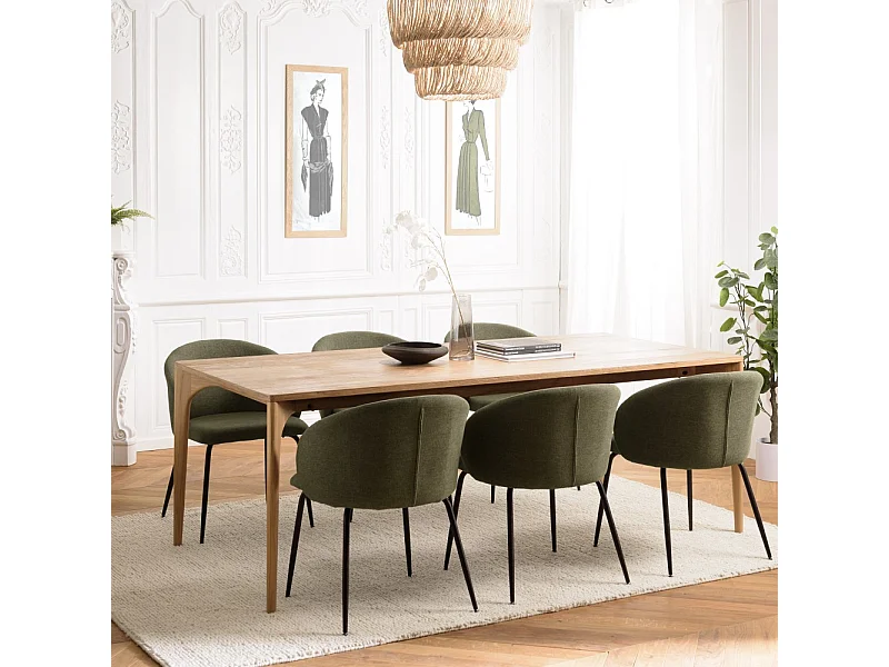 MAXENCE - Table à manger rectangulaire 220x100cm en bois teck recyclé