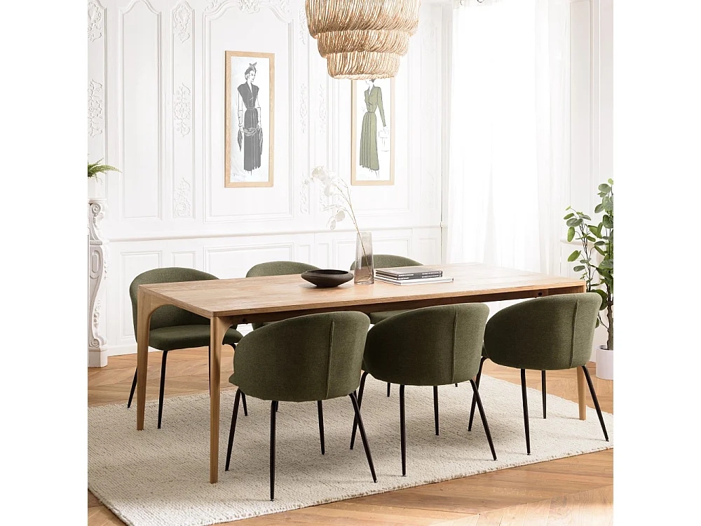 MAXENCE - Table à manger rectangulaire 220x100cm en bois teck recyclé