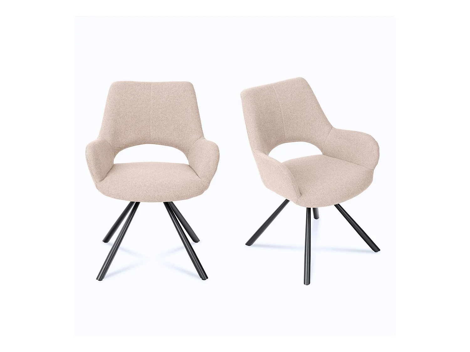 Lot de 2 chaises de salle à manger fauteuil de table en tissu style scandinave