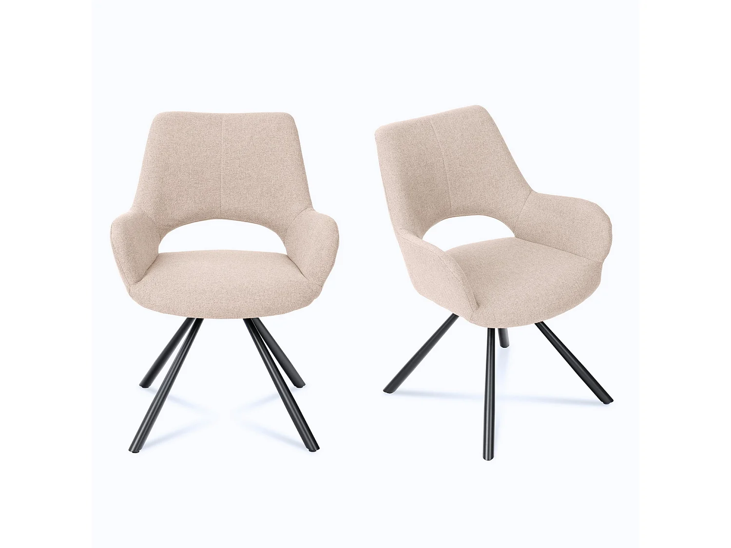 Lot de 2 chaises de salle à manger fauteuil de table en tissu style scandinave