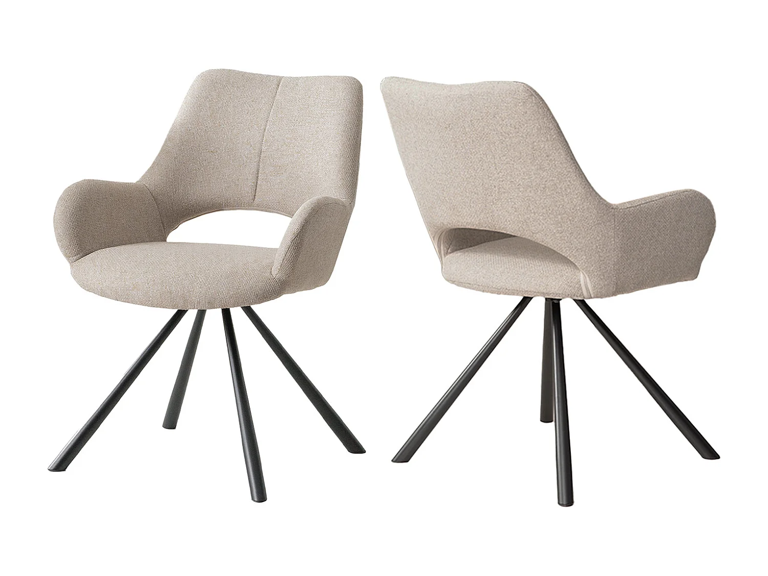 Lot de 2 chaises de salle à manger fauteuil de table en tissu style scandinave