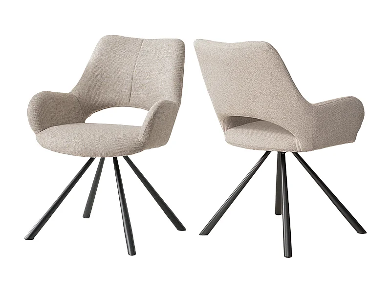 Lot de 2 chaises de salle à manger fauteuil de table en tissu style scandinave