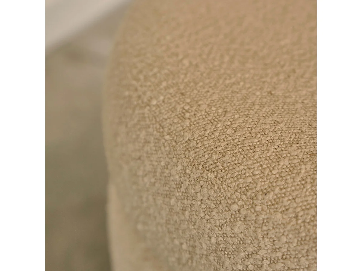 Pouf in legno massello di teak e tessuto bouclé 55 cm