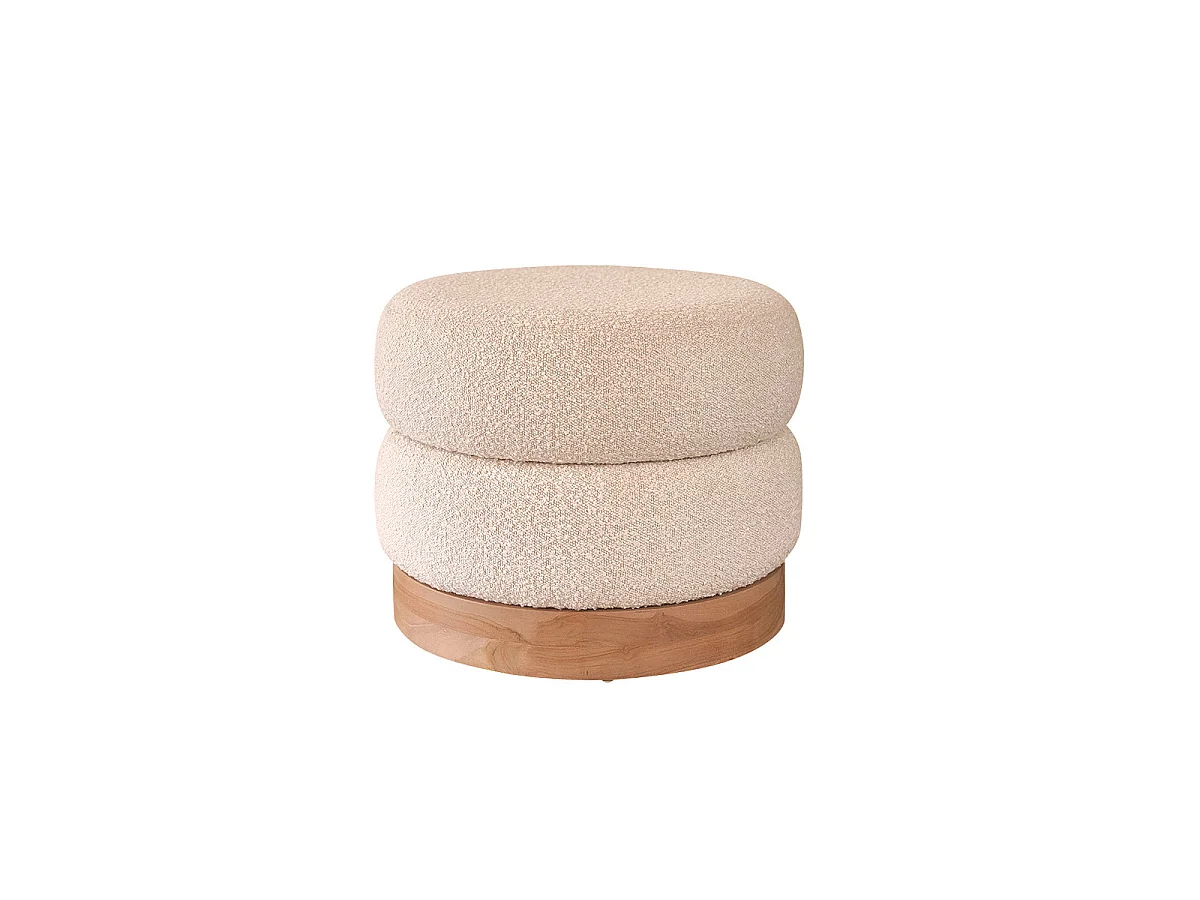 Pouf en teck massif et bouclette