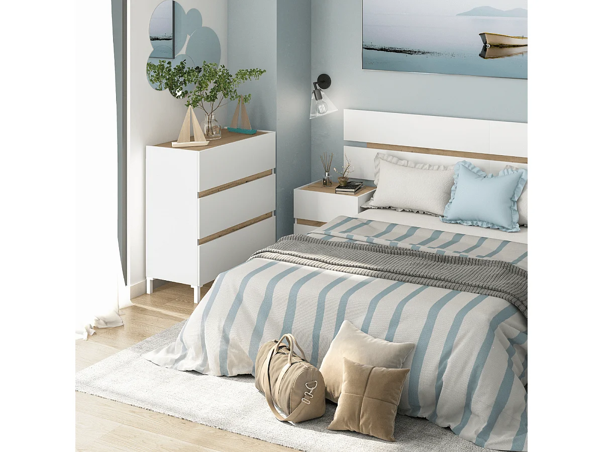 Komoda Nordic Tempus Nodi Dąb/Biały 3 Szuflady 79 cm