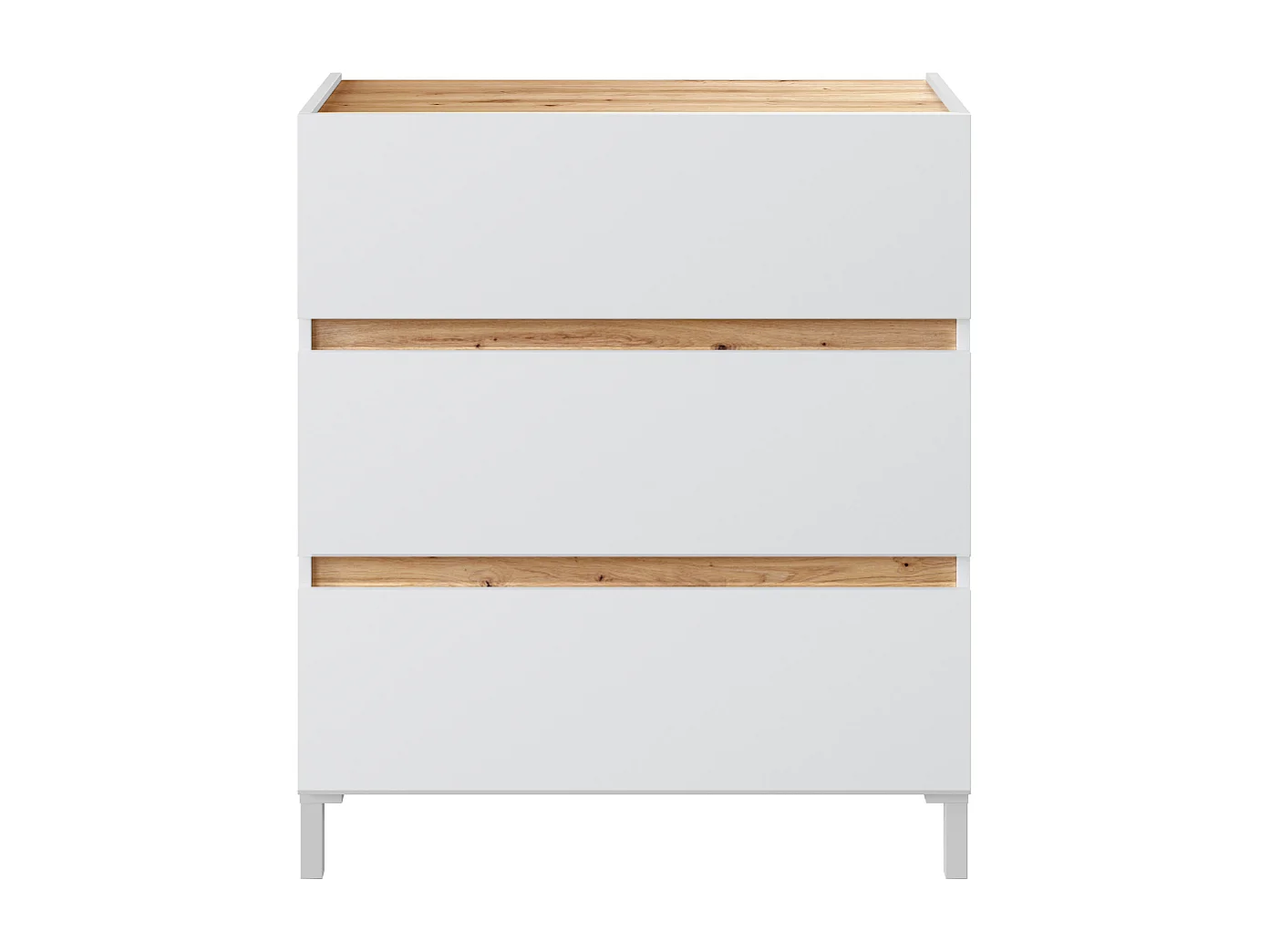 Comò 3 cassetti finitura rovere nodi e bianco L79 cm - TEMPUS