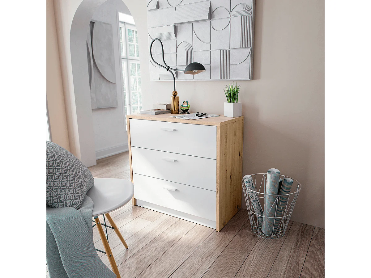 Comò 3 cassetti con scrivania estensibile L81 a 130 cm - KOMMO