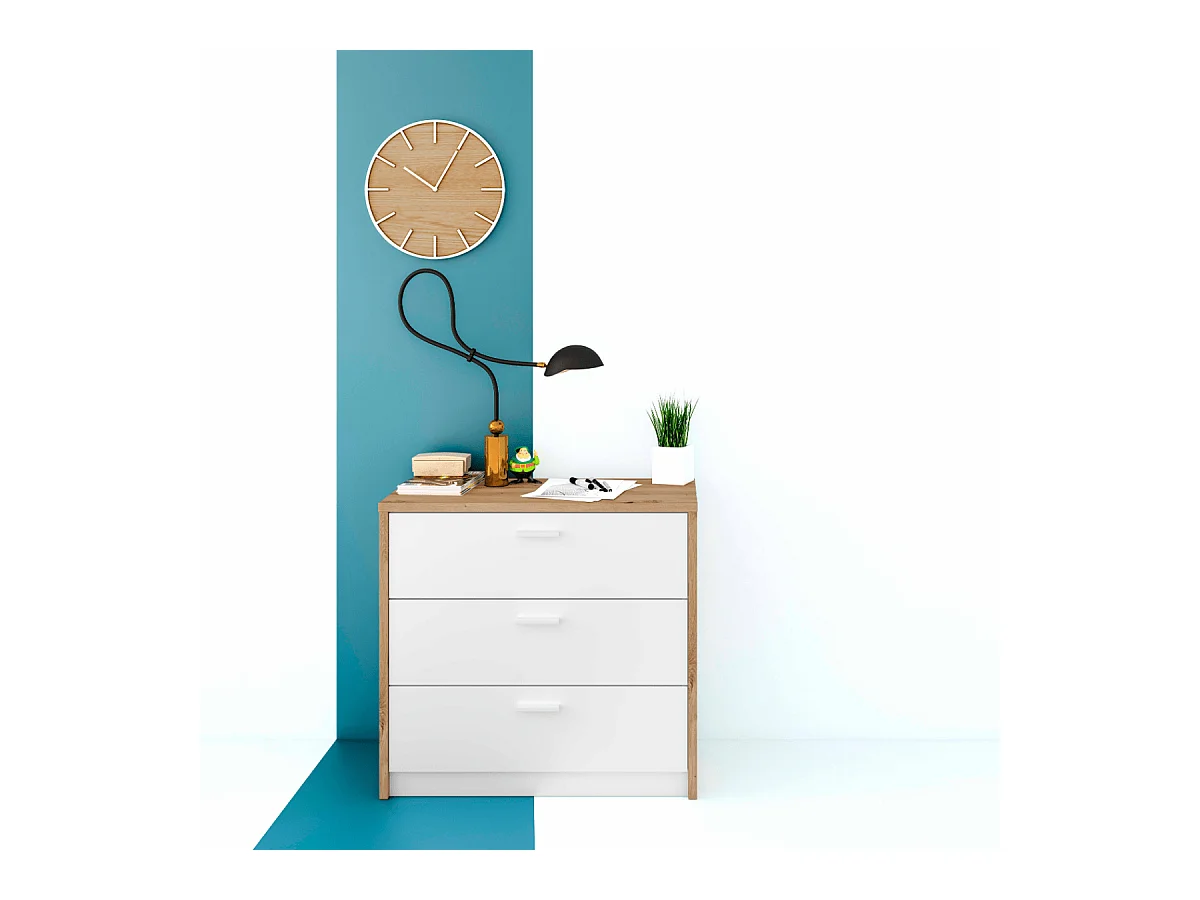 Cómoda 3 cajones con escritorio extensible L81 a 130 cm - KOMMO