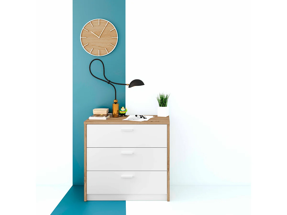 Commode 3 tiroirs avec bureau extensible L81 à 130 cm - KOMMO