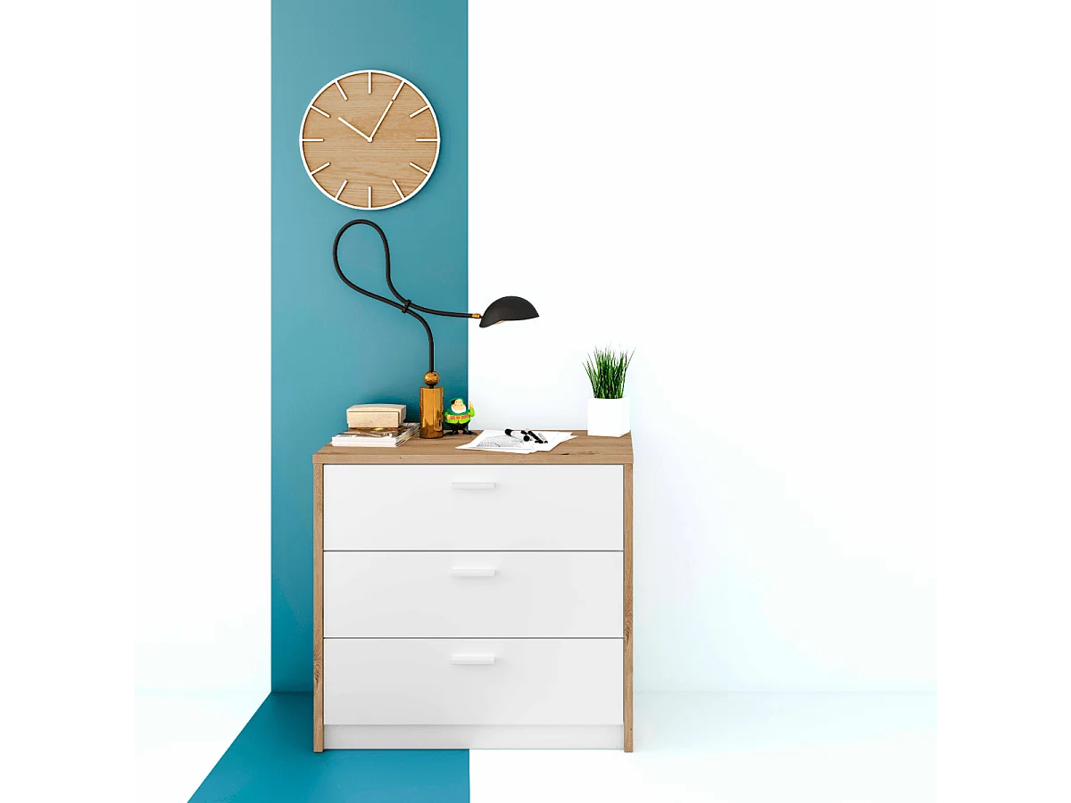 Commode 3 tiroirs avec bureau extensible L81 à 130 cm - KOMMO