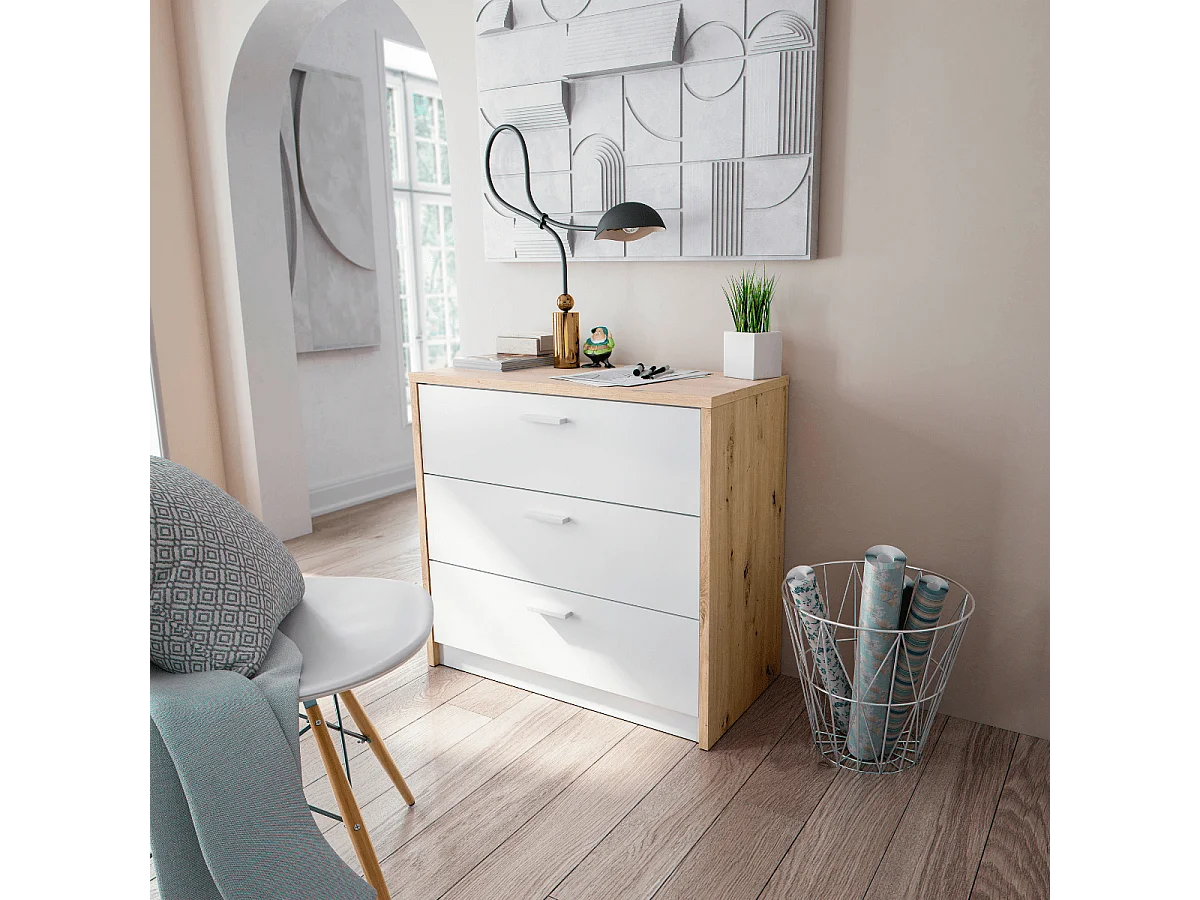 Commode 3 tiroirs avec bureau extensible L81 à 130 cm - KOMMO