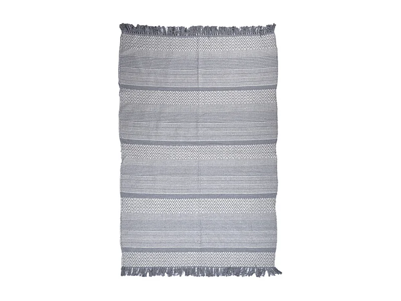 Tapis 140 x 200 cm coton brodé de lignes et chevrons gris – FLICKER