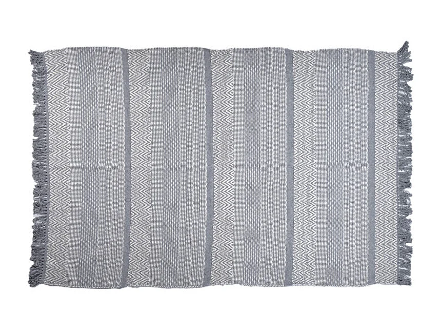 Tapis 140 x 200 cm coton brodé de lignes et chevrons gris – FLICKER