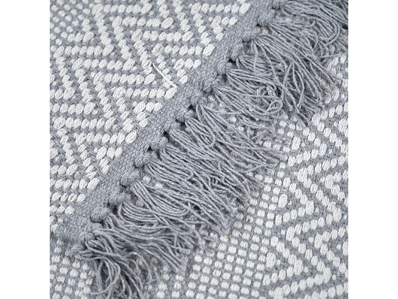 Tapis 120 x 180 cm en coton brodé de lignes et chevrons gris – FLICKER