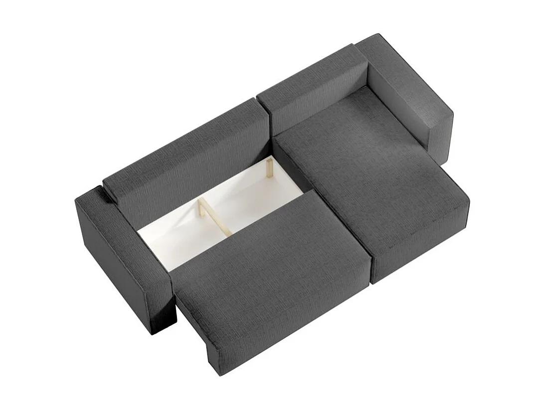 Pack - Clarisse - Canapé d'angle convertible réversible avec pouf en tissu texturé 3D - Gris anthracite - L269 x 159 x 89cm - Loungitude