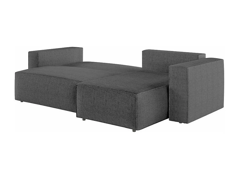 Pack - Clarisse - Canapé d'angle convertible réversible avec pouf en tissu texturé 3D - Gris anthracite - L269 x 159 x 89cm - Loungitude