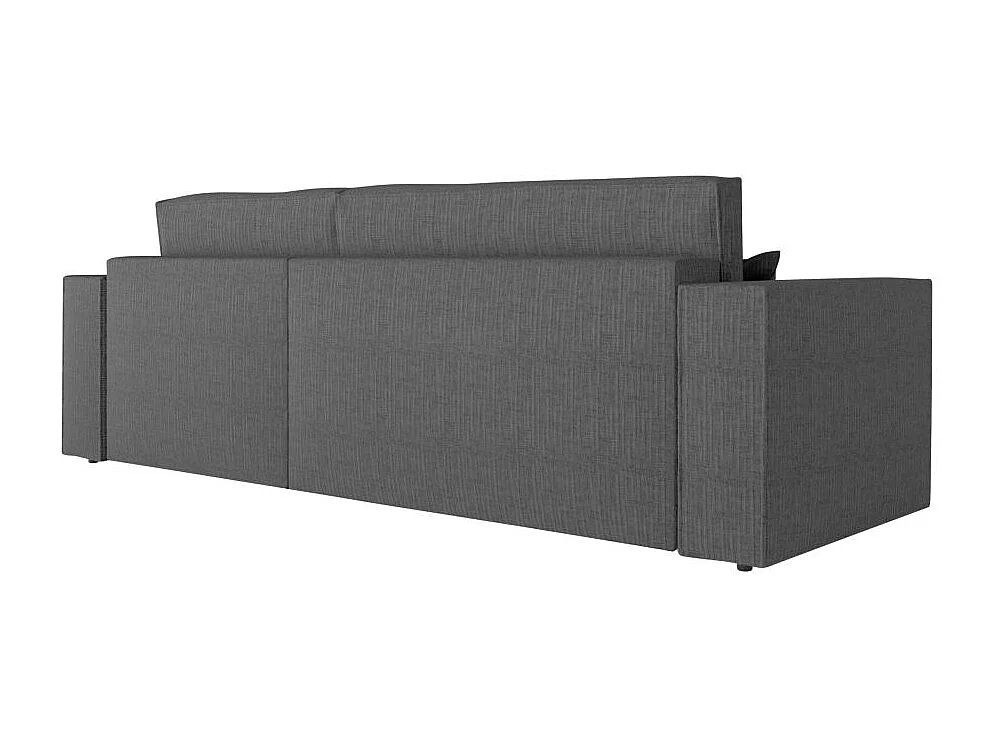 Pack - Clarisse - Canapé d'angle convertible réversible avec pouf en tissu texturé 3D - Gris anthracite - L269 x 159 x 89cm - Loungitude