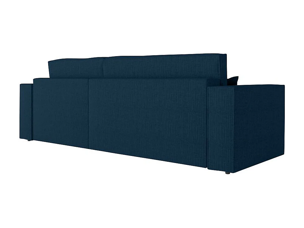 Pack - Clarisse - Canapé d'angle convertible réversible avec pouf en tissu texturé 3D - Bleu foncé - L269 x 159 x 89cm - Loungitude
