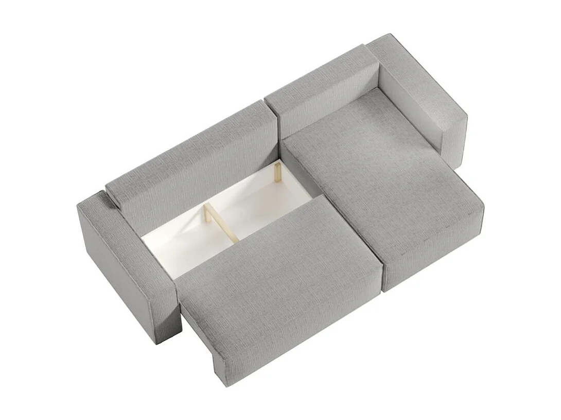 Pack - Clarisse - Canapé d'angle convertible réversible avec pouf en tissu texturé 3D - Gris clair - L269 x 159 x 89cm - Loungitude