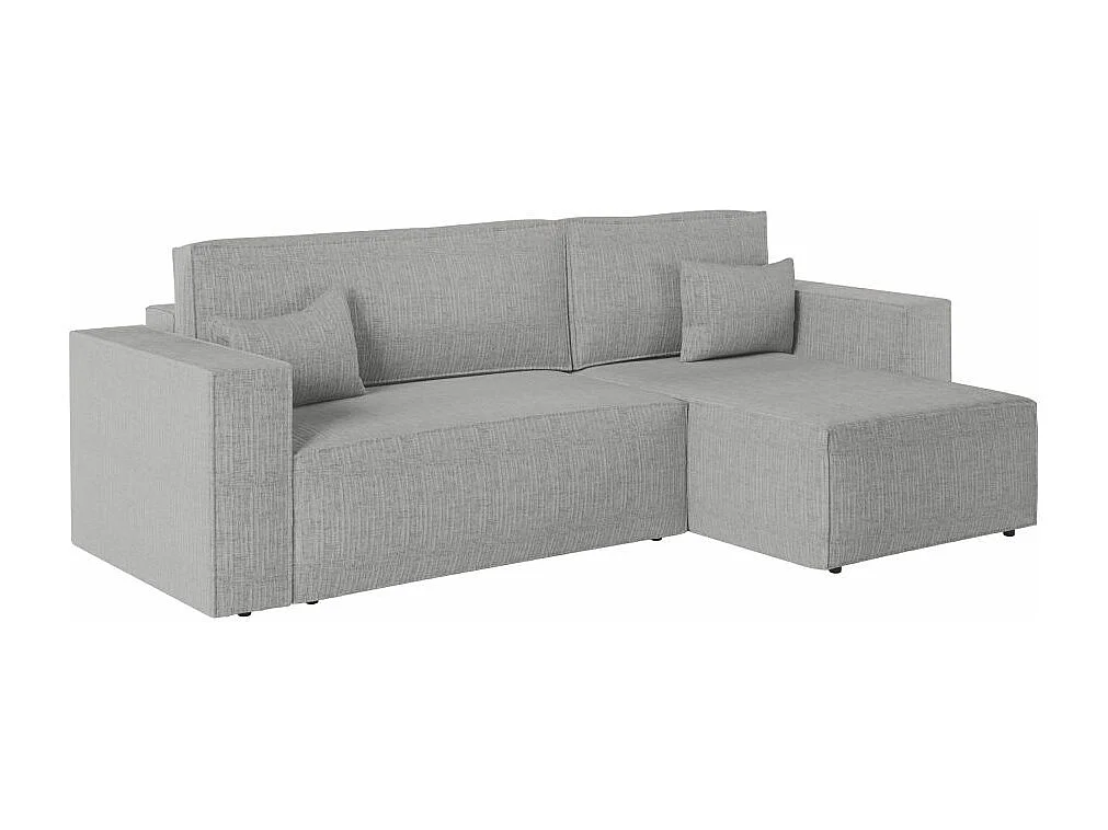 Pack - Clarisse - Canapé d'angle convertible réversible avec pouf en tissu texturé 3D - Gris clair - L269 x 159 x 89cm - Loungitude