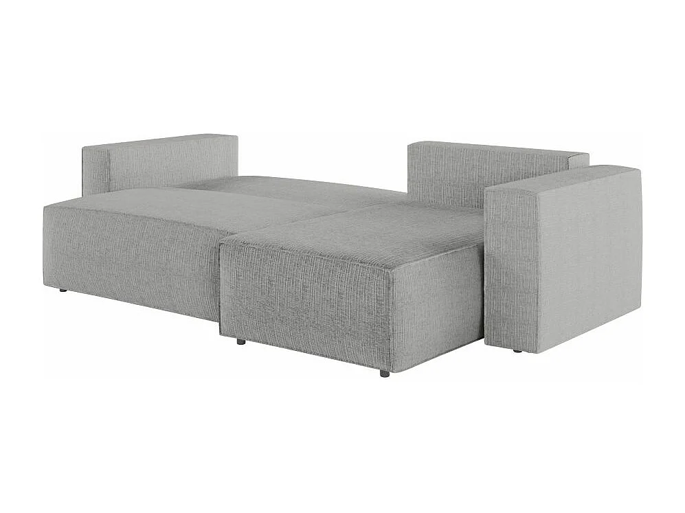 Pack - Clarisse - Canapé d'angle convertible réversible avec pouf en tissu texturé 3D - Gris clair - L269 x 159 x 89cm - Loungitude