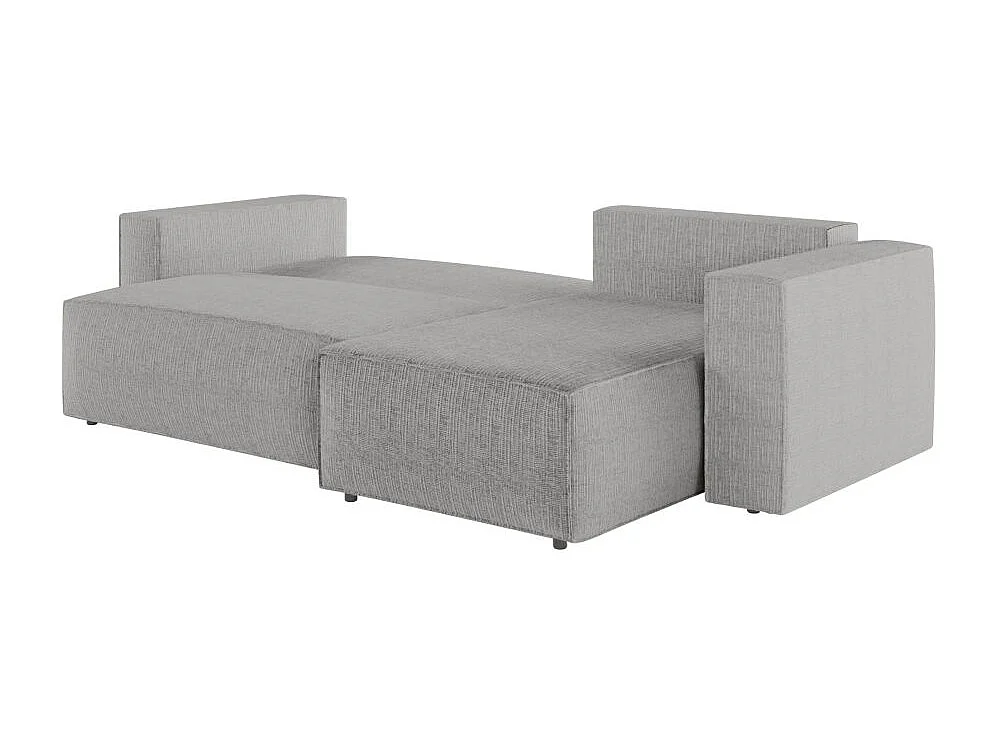 Pack - Clarisse - Canapé d'angle convertible réversible avec pouf en tissu texturé 3D - Gris clair - L269 x 159 x 89cm - Loungitude