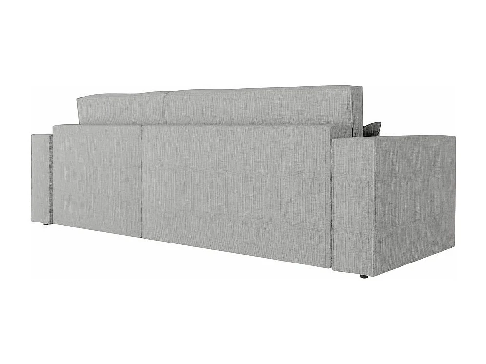 Pack - Clarisse - Canapé d'angle convertible réversible avec pouf en tissu texturé 3D - Gris clair - L269 x 159 x 89cm - Loungitude