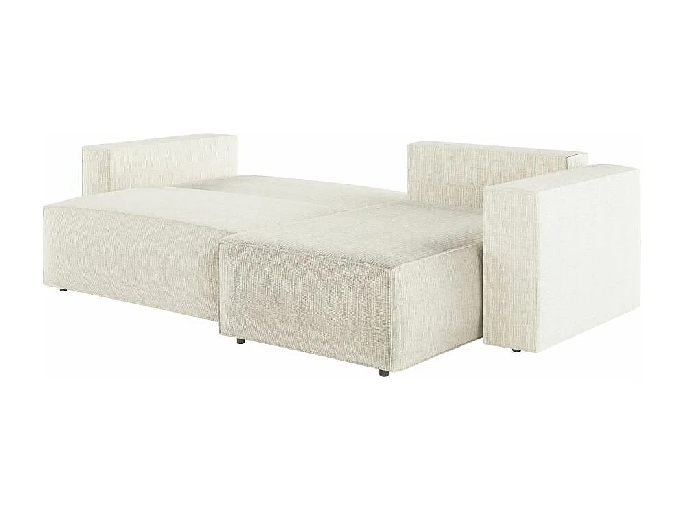 Pack - Clarisse - Canapé d'angle convertible réversible avec pouf en tissu texturé 3D - Beige - L269 x 159 x 89cm - Loungitude