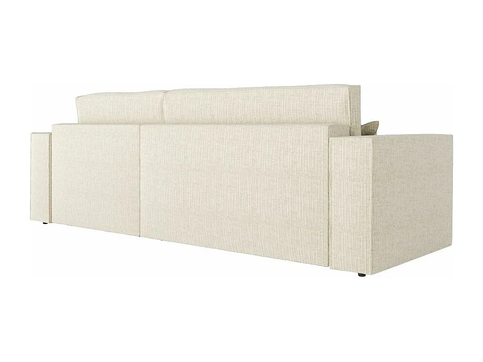 Pack - Clarisse - Canapé d'angle convertible réversible avec pouf en tissu texturé 3D - Beige - L269 x 159 x 89cm - Loungitude