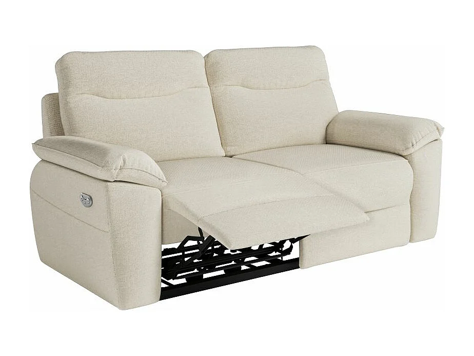 Canapé de relaxation électrique Ross 3 places en tissu - Beige - L200 x P100 x H102cm - Loungitude