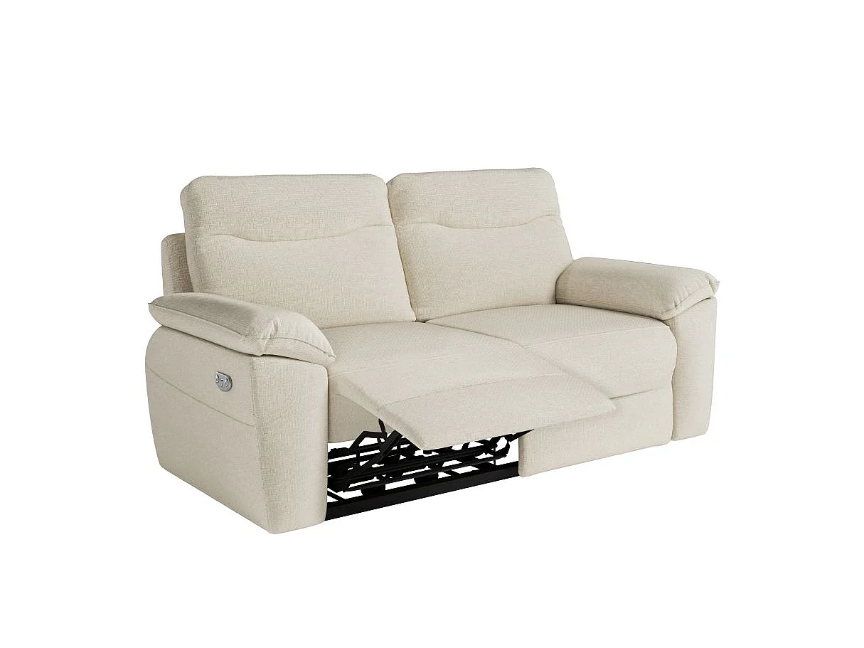 Canapé de relaxation électrique Ross 3 places en tissu - Beige - L200 x P100 x H102cm - Loungitude