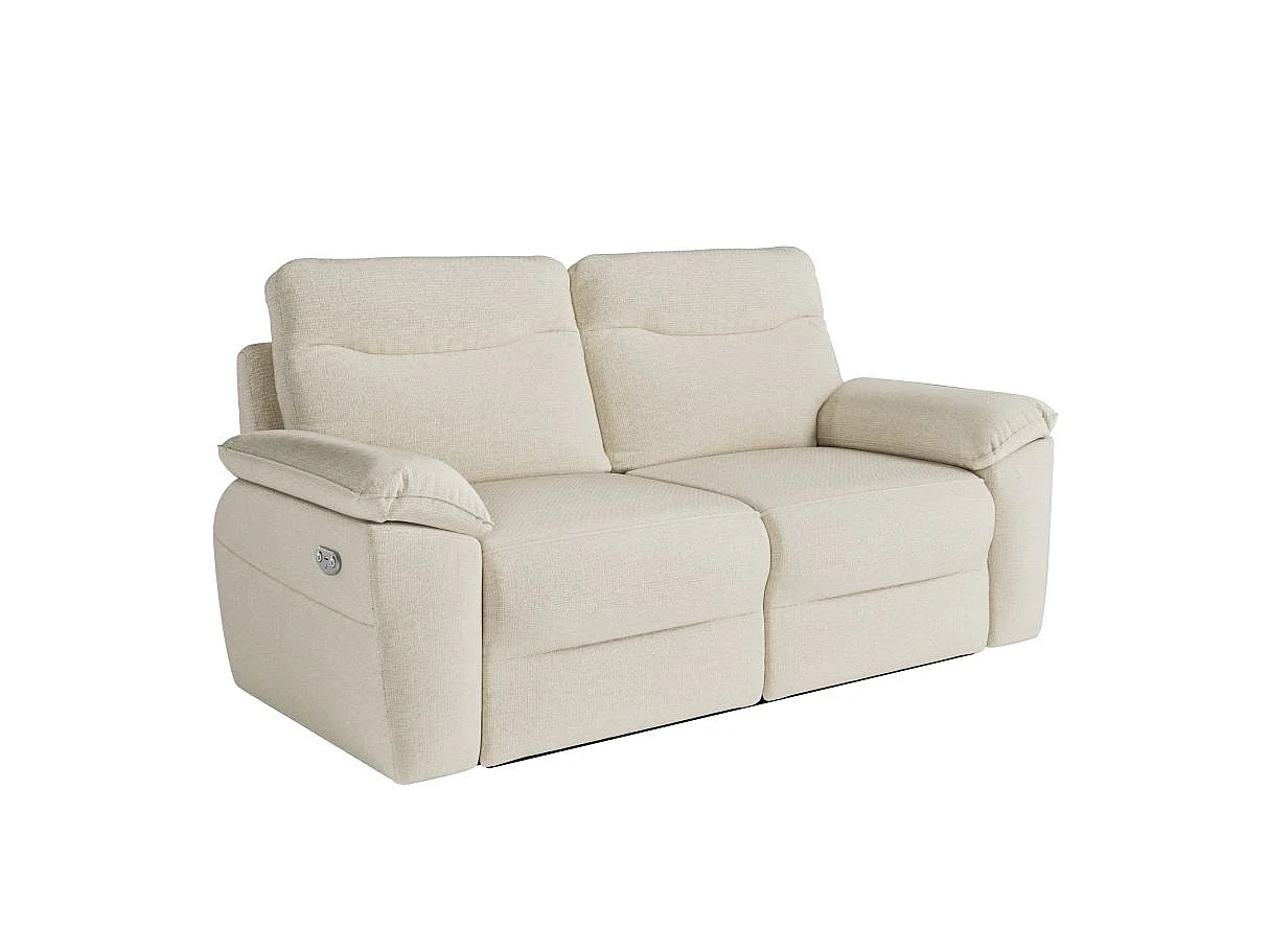 Canapé de relaxation électrique Ross 3 places en tissu - Beige - L200 x P100 x H102cm - Loungitude