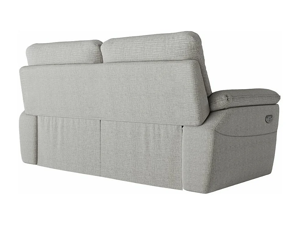 Canapé de relaxation électrique Ross 3 places en tissu texturé 3D - Gris clair - L200 x P100 x H102cm - Loungitude