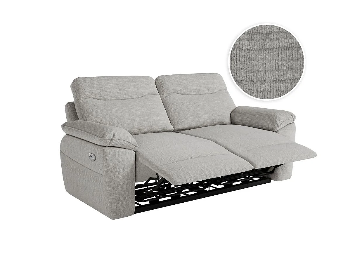 Canapé relax 3 places en tissu 3D gris clair ROSS 200x100x102 cm
