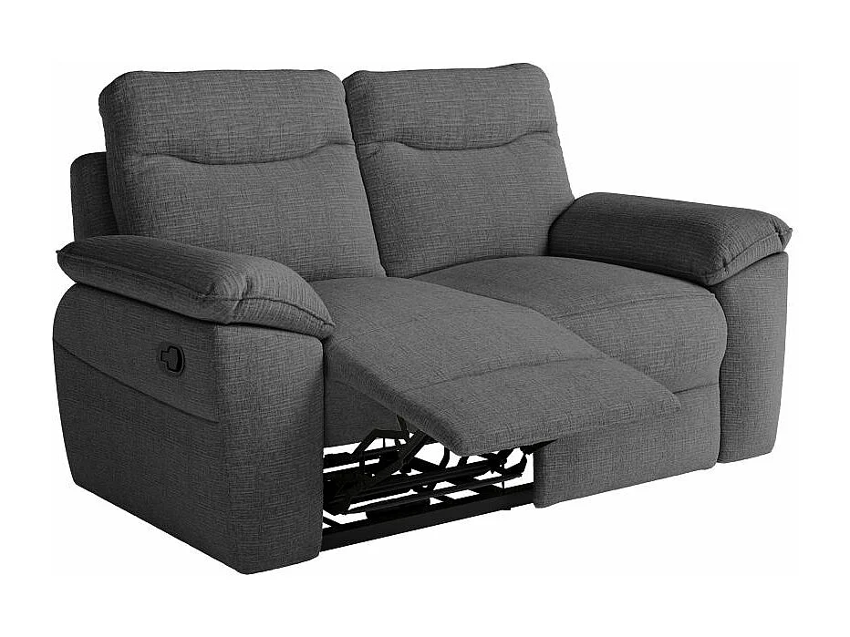 Canapé de relaxation manuel Ross 2 places en tissu texturé 3D - Gris anthracite - L160 x P100 x H102cm - Loungitude
