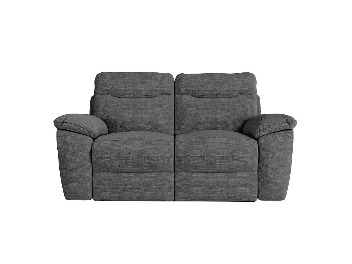 Canapé de relaxation manuel Ross 2 places en tissu texturé 3D - Gris anthracite - L160 x P100 x H102cm - Loungitude